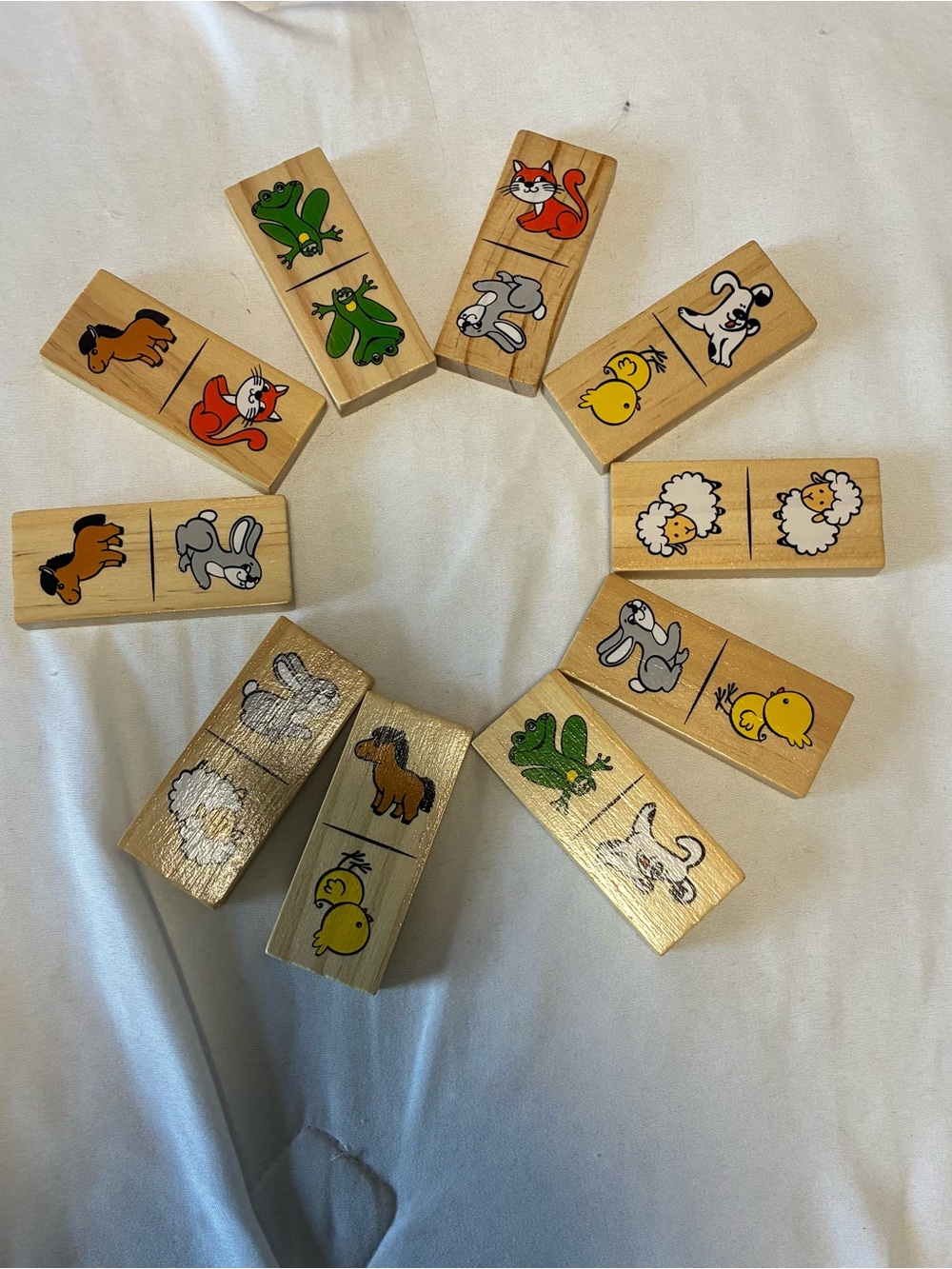 Wooden Animal Dominoes Set - Colorful Farm Friends